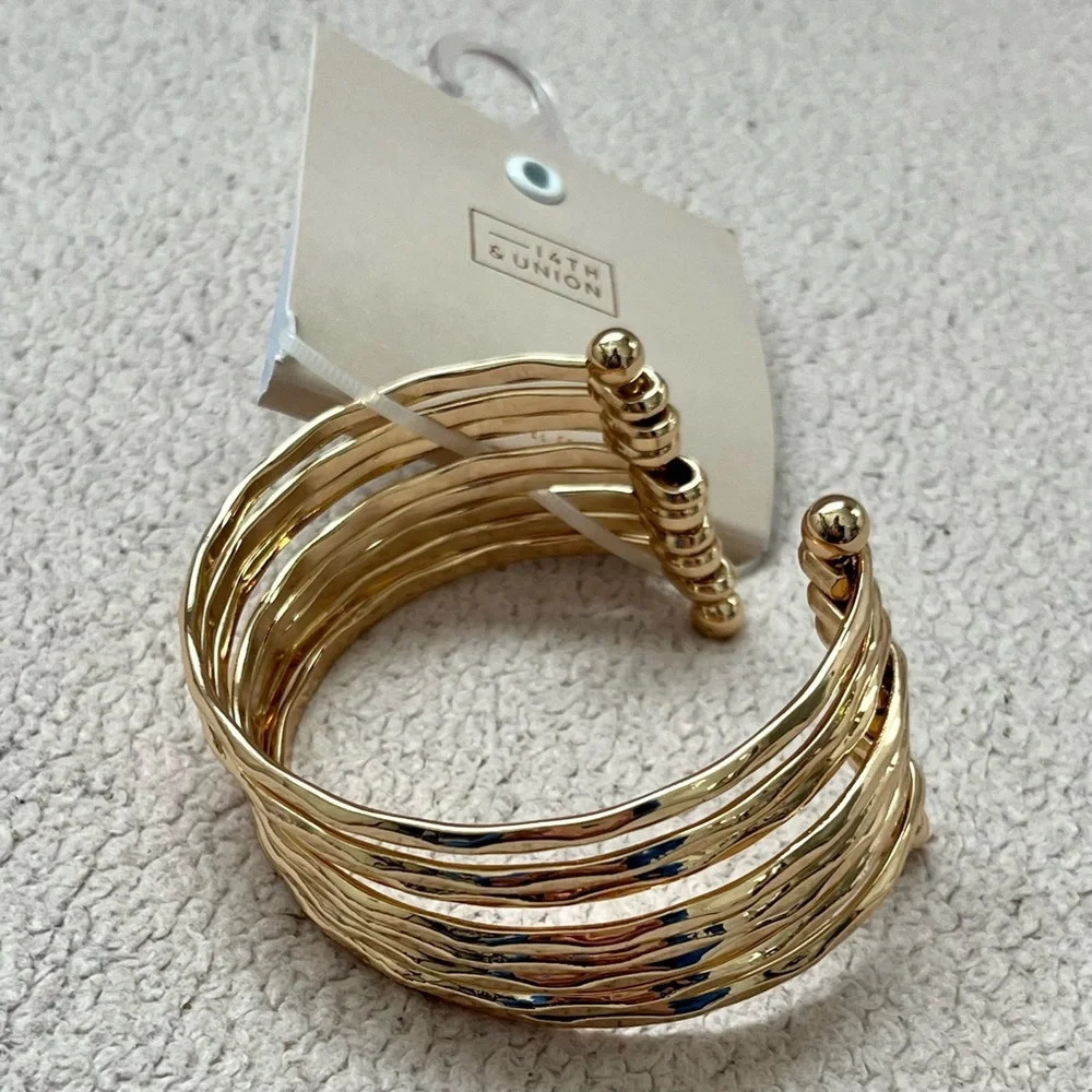 NEW 14th & Union Gold-Tone Bangle Cuff Bracelet Nordstrom Rack Designer Bohemian